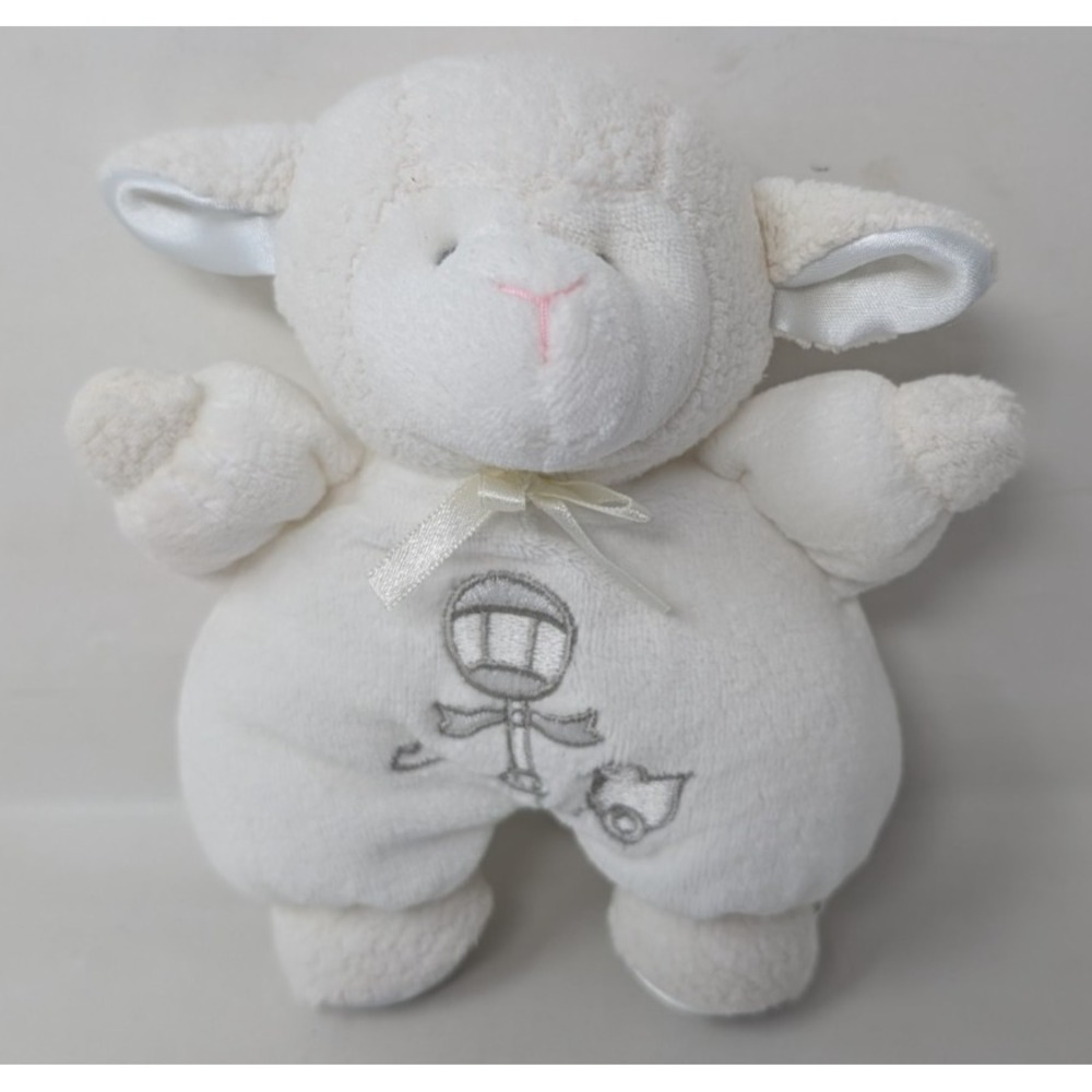 Vintage Little Me Plush Lamb Baby Rattle Stuffed Animal Toy White Sheep Y2K 90s